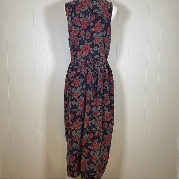 Vintage‎ 90s Eddie Bauer floral corduroy Sleeveless Maxi midi Dress size medium - Picture 3 of 10